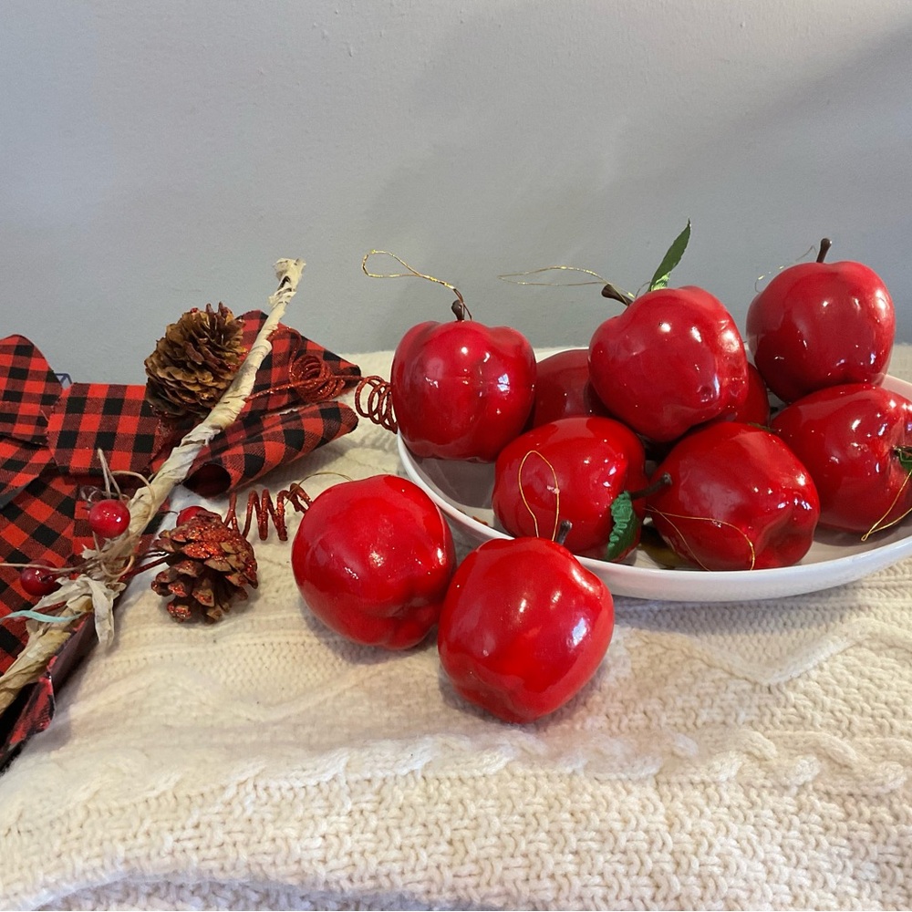 Holiday Red Apple Christmas Decoration Set of 12 (2 sets available)